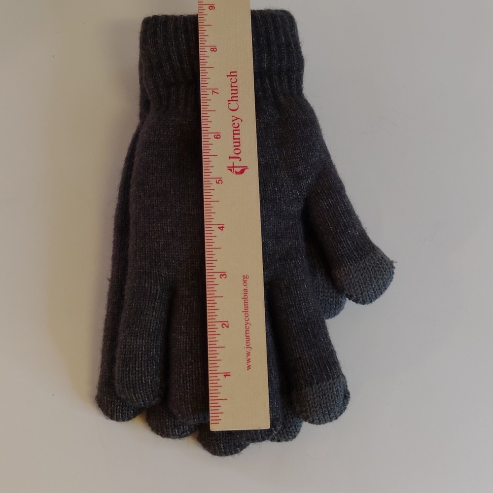 Sherpa Lined Gray Knit Men's Gloves - Picture 7 of 8